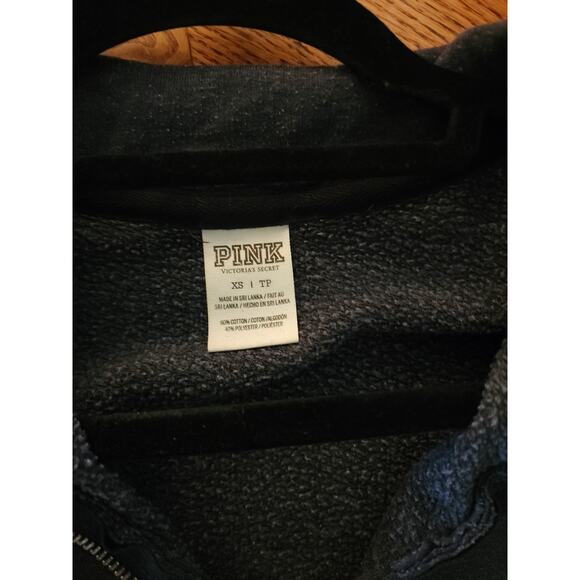 Pink Victoria’s Secret pullover 3/4 zip black sweat shirt XS - Picture 3 of 3